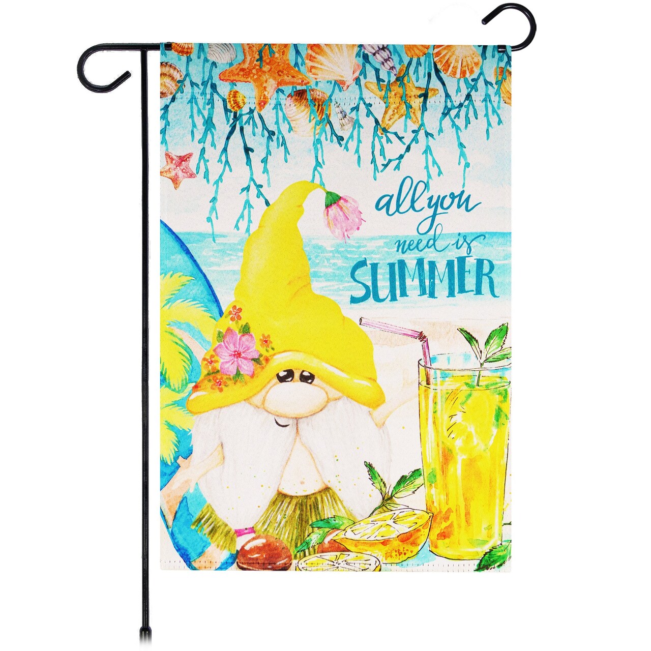 G128 Garden Flag Summer Decoration All You Need is Summer Gnome | 12x18 Inch | Printed Blockout Polyester - Summer Decoration